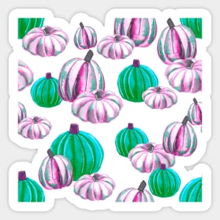 Watercolor Halloween Pumpkins - Pink & Neon Green Sticker